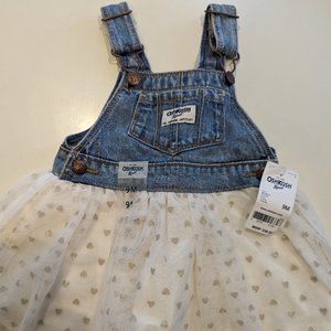 Osh Kosh New with Tag Dress/Overall with Cream Tulle Skirt (9mo)